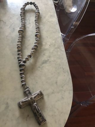 Vintage Large Wall Rosary with Ceramic Round Beads,  5 1/2 