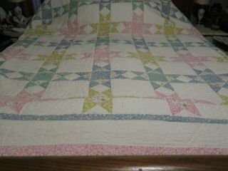 Vintage Shabby Cottage Style Quilt Full/queen Size 82 " By 82 "