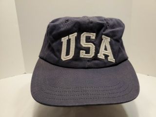 Vintage Polo Ralph Lauren Usa Flag Fitted Cotton Blue Hat Size Small Made In Usa