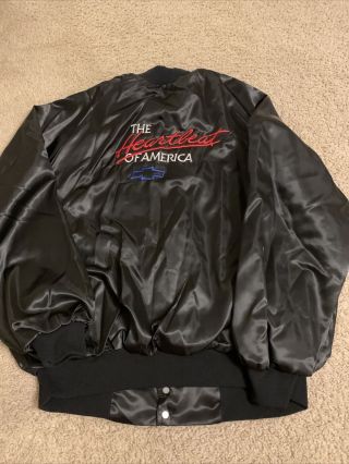 Vintage Chevy The Heartbeat Of America Satin Jacket Xxl Made In The Usa Hot Rod