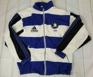 Adidas Vintage 90s 1994 Boston Marathon Striped Windbreaker Track Jacket Vtg