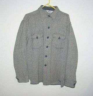 Vintage Woolrich Men’s Large Ls Button Wool Blend Shirt Gray Striped