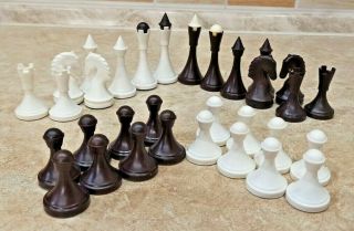 Vintage Soviet Ussr Russian Chess Set Plastic Full Set 3.  1 " King Antique