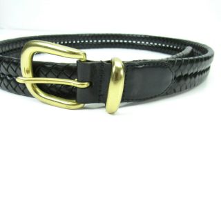 Vintage Coach Sz 36 Black Brass Leather Serpentine Double Braided Belt 5922