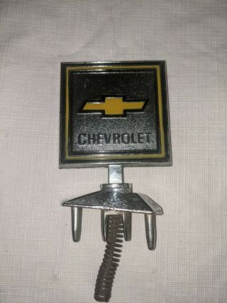 Vintage Chevy Chevrolet Bow Tie Hood Ornament With Studs & Spring.