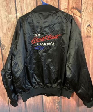 Vintage Chevrolet The Heartbeat Of America Satin Jacket Westark Size 2xl Black