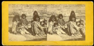 Stereoview Photograph Shoshone American Indian Group Might Be Utah 1860 