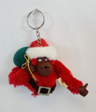Rare Vintage Kipling Thumb Sucking Santa Claus Furry Monkey Plush Keychain