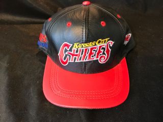 Vintage Kansas City Chiefs Leather Snapback Hat - Team Nfl - Leather