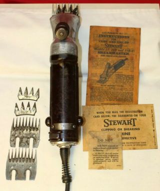 Vintage Stewart Shearmaster Flexible Shaft Model 31b - 1 W/ Extra Cutters Usa
