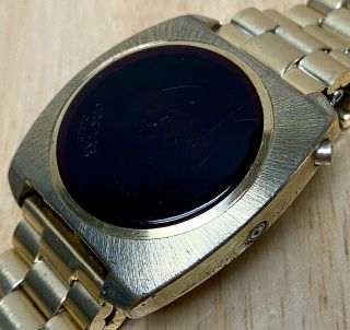 Vintage Cordura Usa Men Gold Tone Red Led Digital Quartz Watch Hours Not