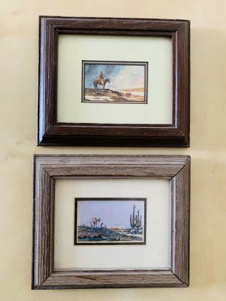 Set Of 2 Small Framed Painting Pictures 5x7 By William T.  Zivic