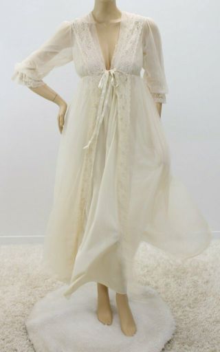 Vtg Vanity Fair Ilise Stevens Long Nylon Nightgown Chiffon Peignoir Married Set