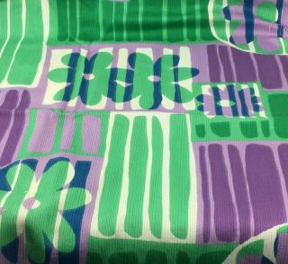 Vtg Mcm Vhy Hawaiian Textiles Fabric Mod Textured Floral Geometric Green Purple
