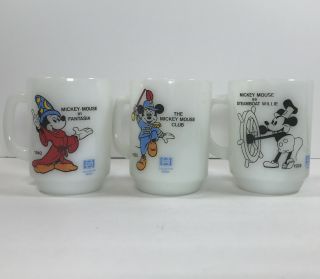 Set Of 3 Vintage Disney Anchor Hocking Mickey Mouse Mugs,  Pepsi Collector Series