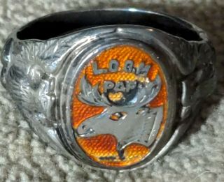 Vintage 925 Sterling Silver Loom Loyal Order Of Moose Ring