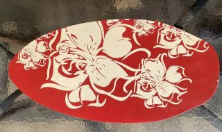 Vintage Wood Skim Boogie Board Hibiscus Bleeding Heart? Floral Flower Unbranded