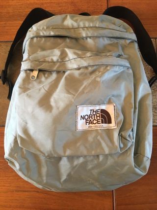 Vintage The North Face Backpack Day Pack Book Bag Made In Usa Brown Label Gray
