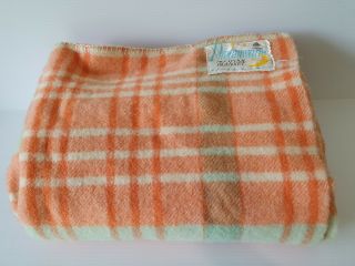 Vintage Pure Virgin Wool Warm Blanket Orange Brown Dreamwarm Zealand