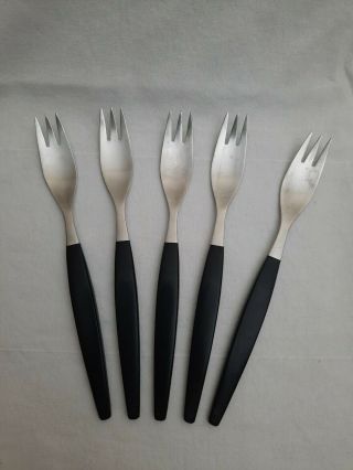 Vintage Gense Focus De Luxe Black Swedish Stainless Steel Set Of 5 Dinner Forks