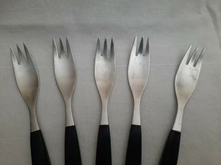 Vintage Gense Focus De Luxe Black Swedish Stainless Steel Set of 5 Dinner Forks 2