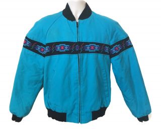 Vtg David James Western Brushpopper Jacket Mens S Usa Aztec Native Blanket Lined
