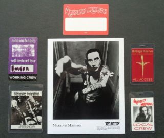 Marilyn Manson,  B/w Promo Photo,  5 Vintage Backstage Passes