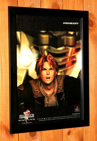 1999 Final Fantasy Viii 8 Ps1 Pc Rare Small Vintage Promo Poster Ad Page Framed