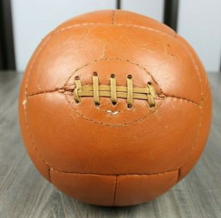 Antique 1940s Brown Leather Medicine Ball Laces Boxing Training 9.  6 Lbs Vintage