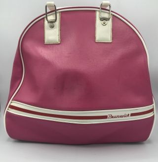Vintage Brunswick Bowling Ball Bag Bubble Gum Pink W/ Rack Design Single Holder