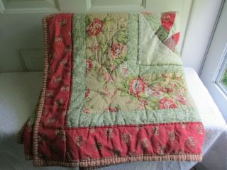 Vintage Hand Stitched Wedding Ring Quilt - 81 " X 84 " - Full Size Bed