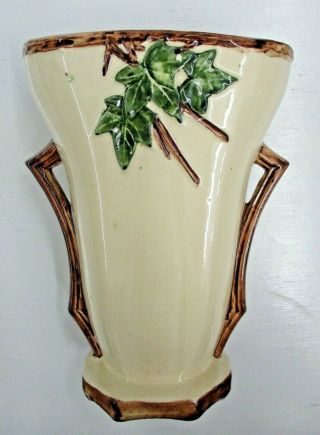 Vintage 1950 ' s McCoy Pottery Flower Vase Ivy with Green Leaves 9 - 1/2 