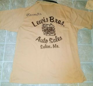 Vintage 50s 60s Hilton Bowling Shirt Lewis Bros Auto Sales Salem Mo Sz L