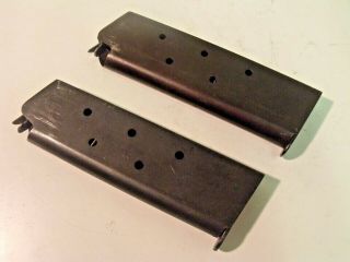 (2) Vintage 7 Round 45 Acp Magazines / Clips For Colt 1911