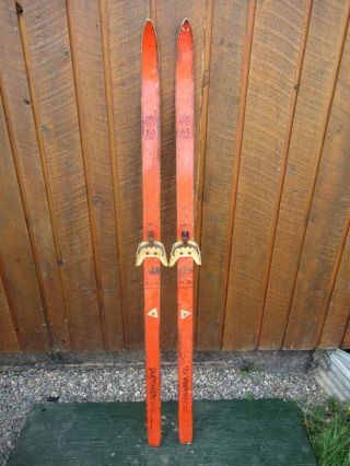 Vintage Skis 57 " Long Orange Finish Great Decoration