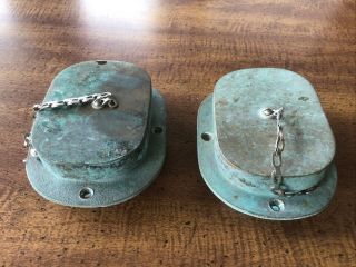 2 Vintage Chromed Bronze Brass Chain Rope Pipe Outlet Bezel & Cover