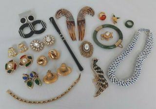 Costume Jewellery Vintage Bundle Earrings,  Bracelet,  Brooches,  Combs Designer
