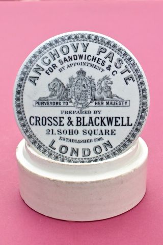 Vintage C1890s Crosse & Blackwell Soho Sq London Anchovy Paste Pot Lid,  Base
