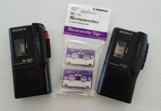 Sony M - 427 & M - 527v Microcassette Recorders Vintage