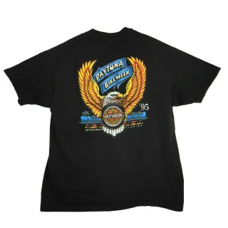 Vtg 1995 Harley Davidson Motorcycle Daytona Bike Week Black Graphic T - Shirt Xl