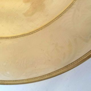 Vtg Fleur De Lis Handle Amber Glass Tidbit Tray Sandwich Plate Etched Gold Trim