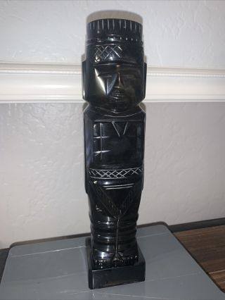 Huge Vintage Black Onyx Obsidian Aztec Mayan Inca Figure Attic Find Heavy