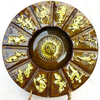 Vintage Maddux Of California Galaxy Horoscope Pottery Ashtray 12 " Zodiac Signs