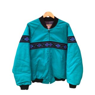 Vtg Comfy Blanket Lined Made In Usa Aztec Tribal Pattern Jacket M Teal 25”x28”