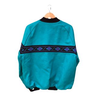 Vtg Comfy Blanket Lined Made in USA Aztec Tribal Pattern Jacket M Teal 25”x28” 2