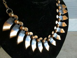 Vintage Mid Century Modernist Brutalist Copper Necklace Bracelet Clip Earrings 3