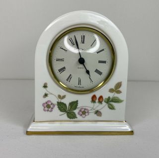 Vintage Wedgwood Wild Strawberry Bone China Table Mantle Shelf Clock England