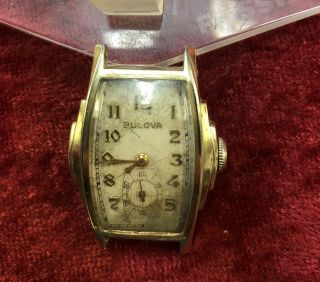 Vintage Bulova 1930 - 1940s 21j 10k Gold Filled Mens Wrist Watch.