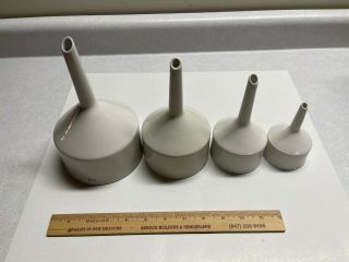 Vintage Coors Usa Porcelain Lab Filter Strainer Buchner Funnels,  Set Of 4