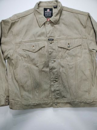 Vintage KARL KANI JEANS Khaki Tan Denim Trucker Jacket Men’s Size XLarge 2
